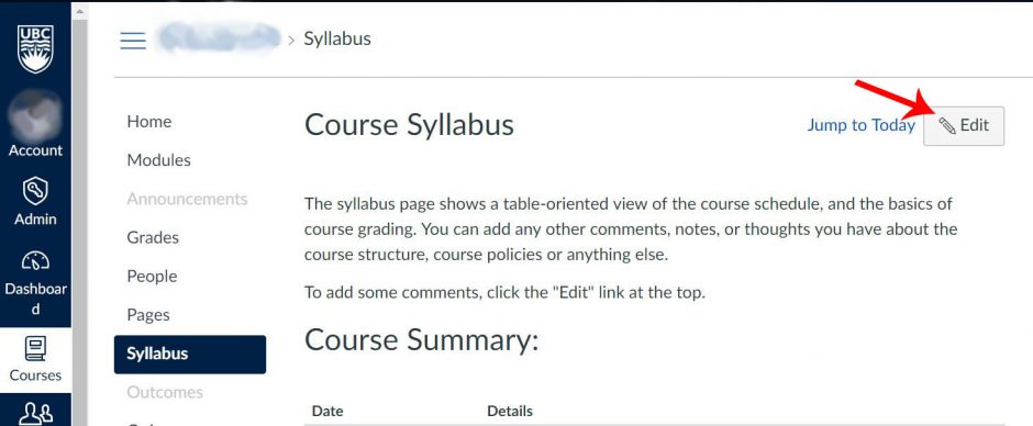 Canvas Syllabus edit button