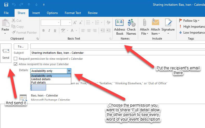 Windows Outlook add recipient email